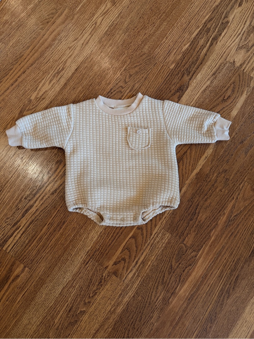 Soft Cream Waffle-Knit Baby One-Piece Bodysuit